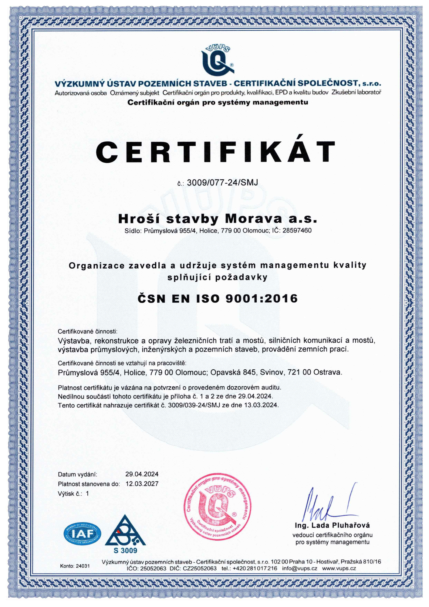 Certifikat 9001 2016